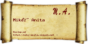 Mikó Anita névjegykártya